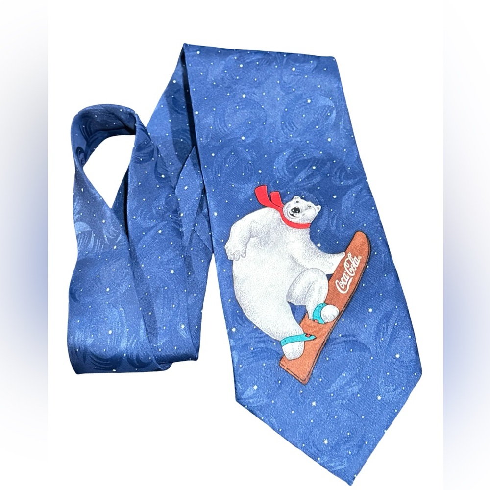 Coca Cola Tie Polar Bear Winter Snowboarding